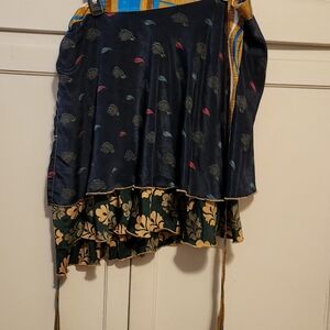 DGY mini reversible wrap recycled sari skirt
